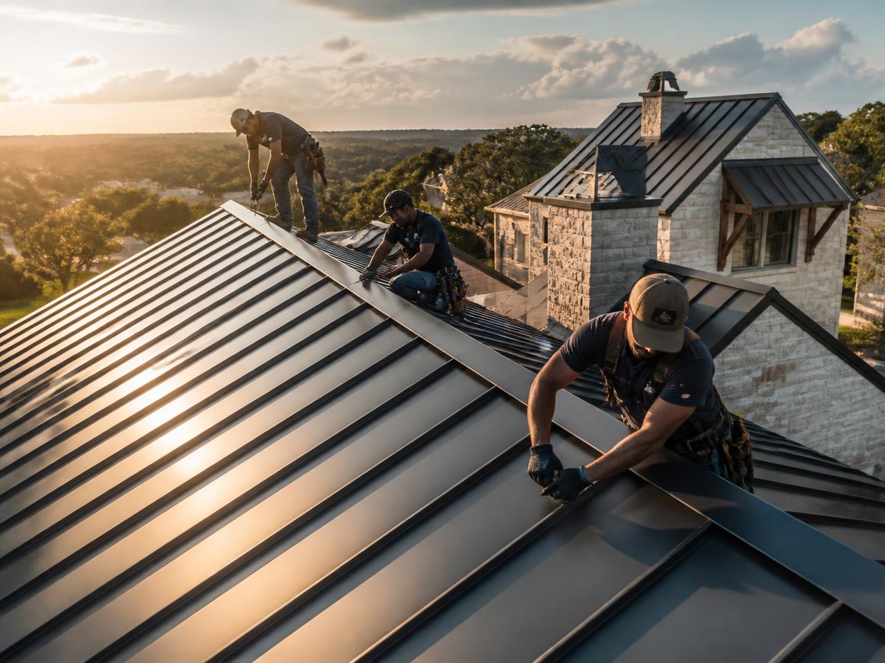Standing seam metal roof installed on a Texas home